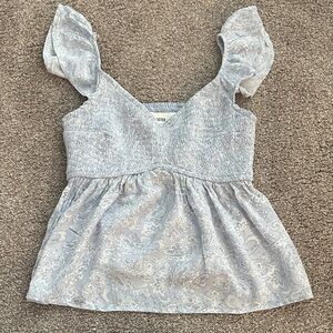 Hollister Smocked Peplum Tank Top in Light Blue Paisley